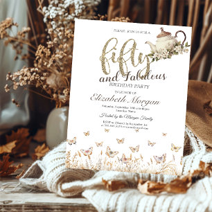 Convites Meadow Butterflies Tea Cup 50º aniversário