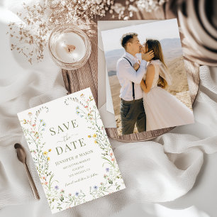 Convites Meadow Flower Wildflower Boho Salvar A Foto Da Dat