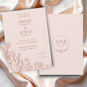 Convites Meadow Flowers Misty Rosa Wedding