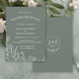 Convites Meadow Flowers Sirocco Green Recepção de casamento