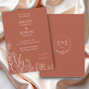 Convites Meadow Flowers Terracotta Wedding