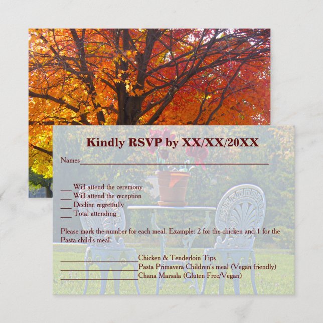 Convites Meadow of Love - Autumn Tree Wedding RSVP (Frente/Verso)