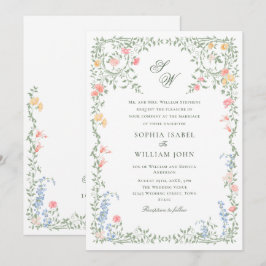 Convites Meadow Pastel Rosas Franceses Casamento Floral