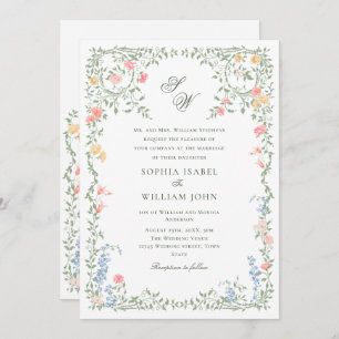 Convites Meadow Pastel Rosas Franceses Casamento Floral