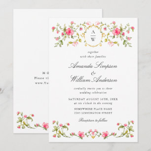 Convites Meadow Pastel Rosas Franceses Casamento Floral