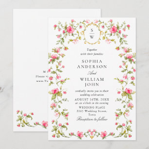 Convites Meadow Pastel Rosas Franceses Casamento Floral
