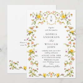 Convites Meadow Pastel Rosas Franceses Casamento Floral