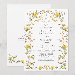 Convites Meadow Pastel Rosas Franceses Casamento Floral