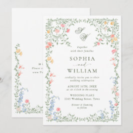 Convites Meadow Pastel Rosas Franceses Casamento Floral