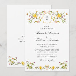 Convites Meadow Pastel Rosas Franceses Casamento Floral