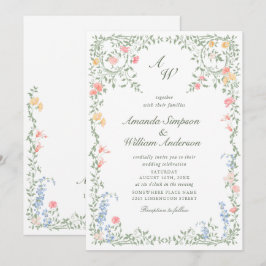 Convites Meadow Pastel Rosas Franceses Casamento Floral