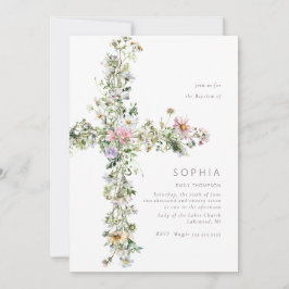 Convites Meadow wildflower atravessa o Natal do Batismo