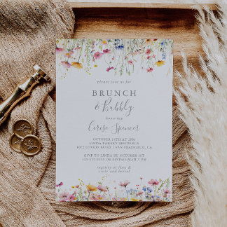 Convites Meadow Wildflower Brunch e Chá de panela de espuma