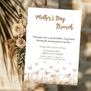 Convites Meadow Wildflower Butterflies Dia de as mães Brunc
