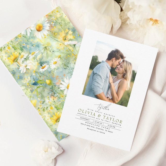 Convites Meadow Wildflower Summer Boho Foto de Casamento (Criador carregado)