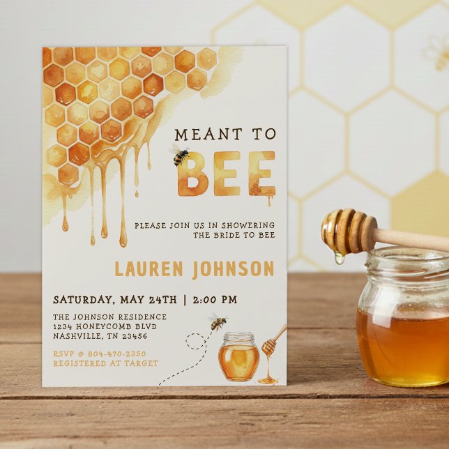 Convites Meant to Bee Honeycomb Watercolor Bridal Shower (Meant to Bee Honeycomb Watercolor Bridal Shower Invitation
)
