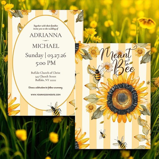 Convites Meant to Bee Rustic Wedding Invitation (Criador carregado)