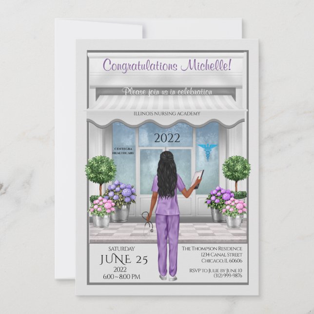 Convites Med School Graduation Hispânico African Invite (Frente)