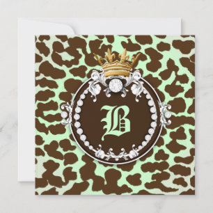 Convites Medalha Diamond 311 Leopard Brown Mint Green