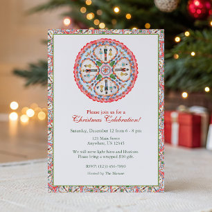 Convites Medalhão de Atril de Natal em Aquarela Festa de Na