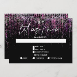 Convites Mediana Moderna RSVP Edgy Magenta Glitter