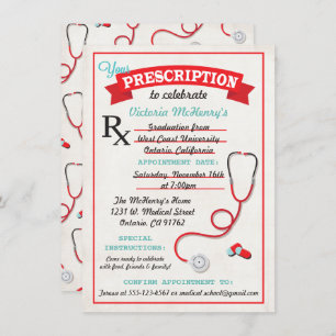 Convites Medical Graduation Prescription Pad Invitation