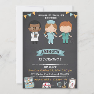 Convites Médico Pessoal Festa de Aniversário Médica Infanti