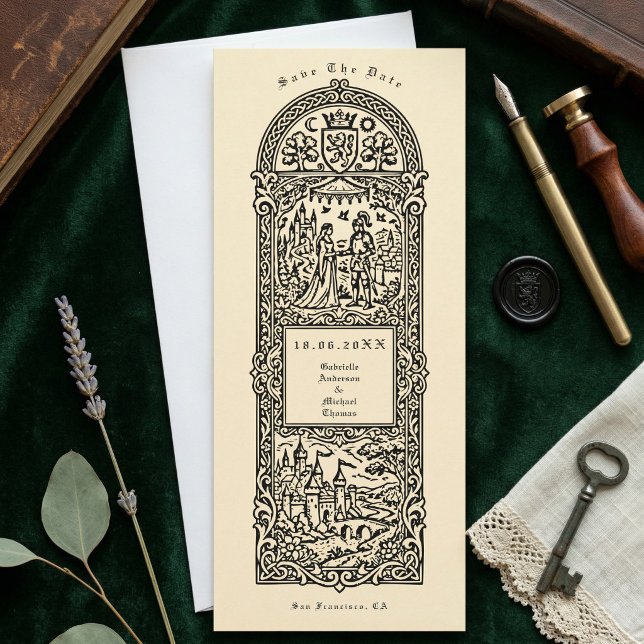 Convites Medieval Castle Couple Engagement Announcement (Criador carregado)
