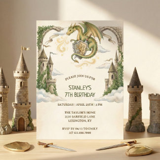 Convites Medieval Dragon Castle Birthday Party