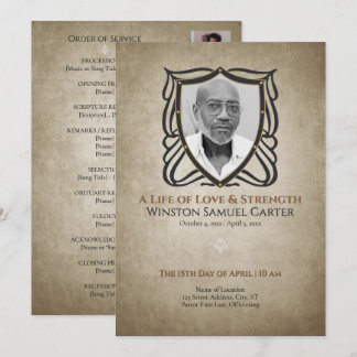 Convites Medieval‑Inspired Shield 5 Photo Collage Memorial