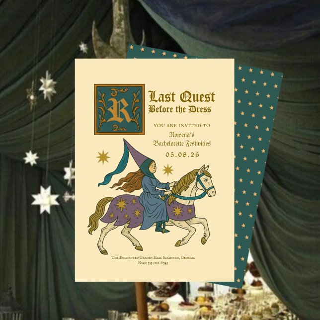 Convites Medieval Princess “Last Quest Bachelorette (Criador carregado)