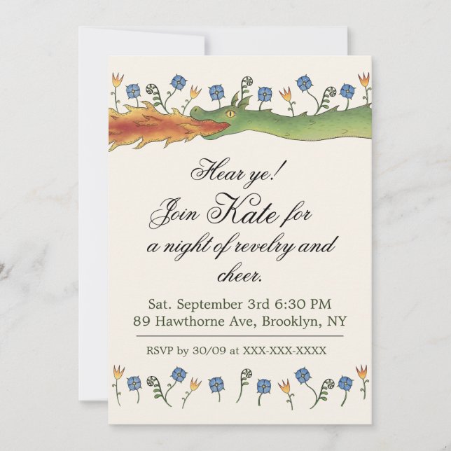 Convites Medieval Ren Faire  dragon Invitation (Frente)