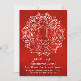 Convites Meditação Almoço Grátis Shakyamuni Buda Vermelho