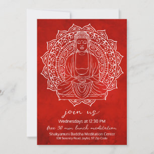 Convites Meditação Almoço Grátis Shakyamuni Buda Vermelho