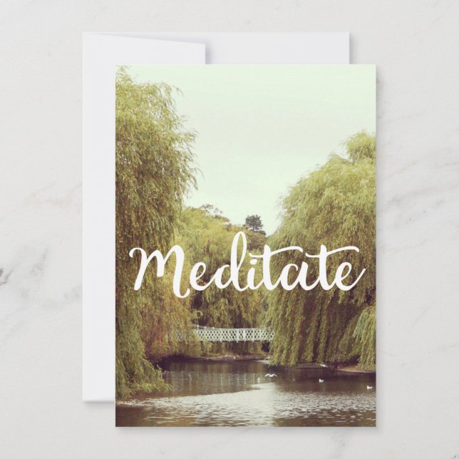 Convites Meditar no parque mensagem inspiradora (Verso)