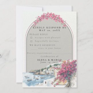 Convites Mediterranean Coastal Wedding RSVP Card – Response