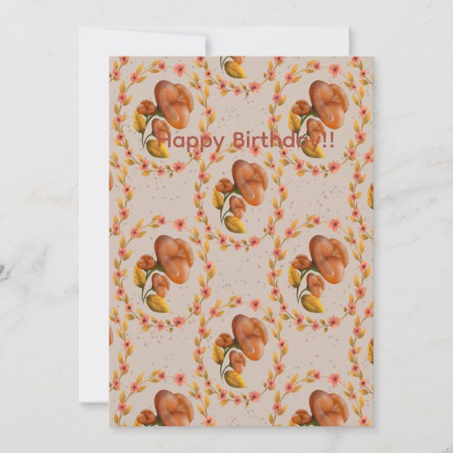 Convites Mediterranean floral wreath pattern warm orange fl (Frente)