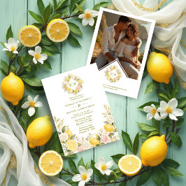 Convites Mediterranean Flowers and Lemons Wedding Photo