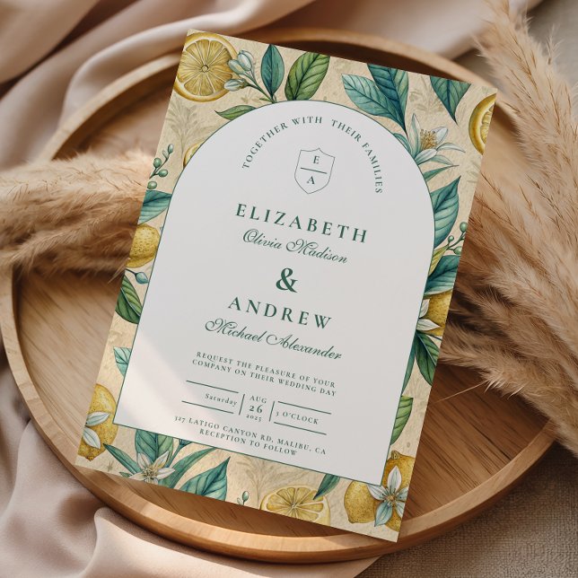 Convites Mediterranean Lemon Garden Wedding (Criador carregado)