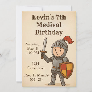Convites Medival Knight Birthday