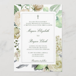 Convites Megan Católica Floral Watercolor Casamento Greener