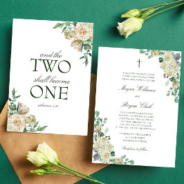 Convites Megan White Roses Greenery Casamento Cristão