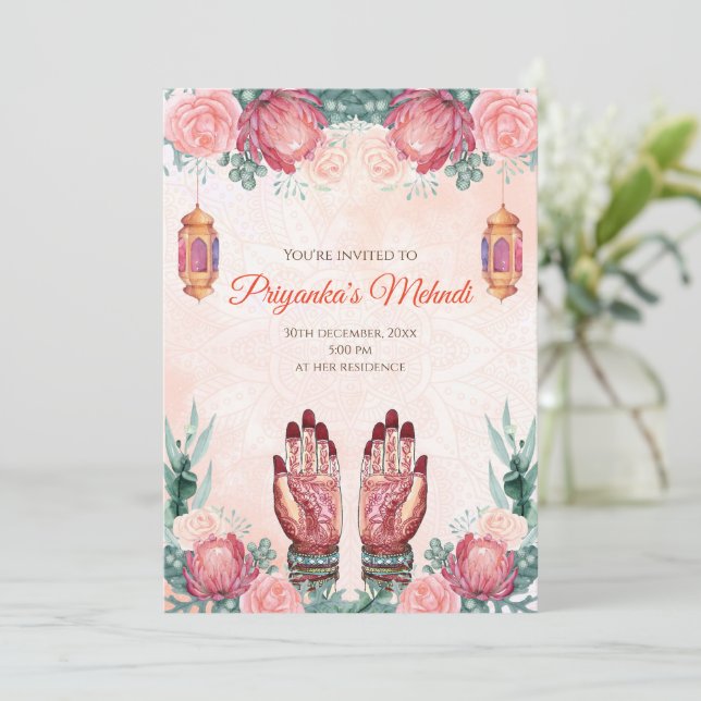 Convites Mehndi convida o Partido & Henna convida o partido (Em pé/Frente)