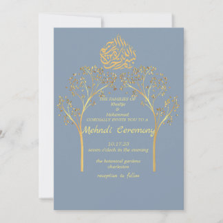 Convites Mehndi Floral elegante casamento muçulmano DUSTY B