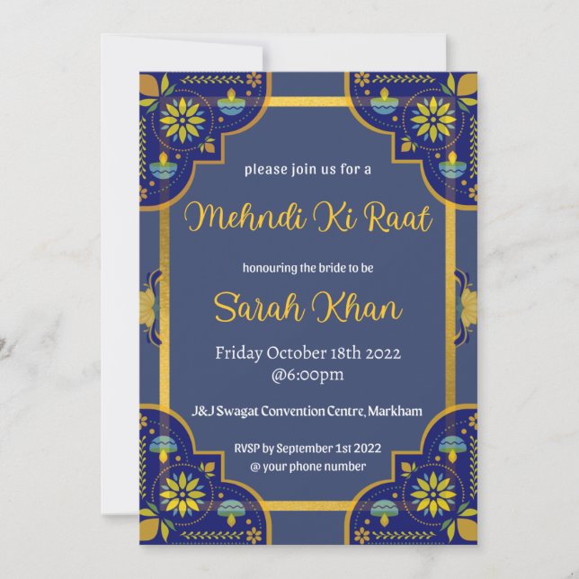 Convites Mehndi Wedding Invitation (Frente)