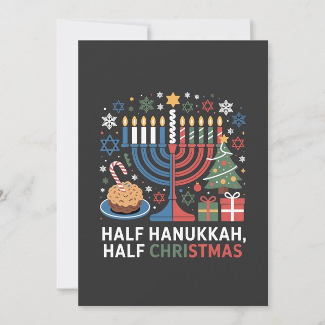 Convites Meio Natal Half Hanukkah Christmukkah Funny (Frente)