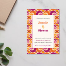 Meio século Geométrico Moderno Casamento Laranja P