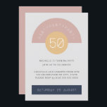 Convites Meio século moderno 50 e Fabuloso Geo Rosa 50º<br><div class="desc">Pode ser totalmente personalizado para atender às suas necessidades. © Gorjo Designs. Feito para você através da plataforma Zazzle. // Precisa de ajuda para personalizar o seu design? Tem outras ideias? Sinta-se à vontade para me contactar (Zoe) diretamente.</div>
