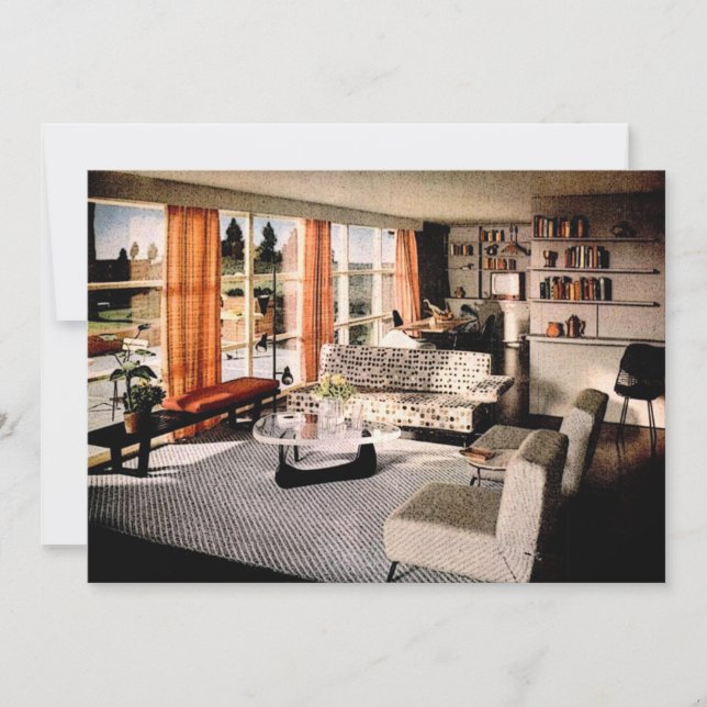 Convites Meio século Moderno Partido do Aquecimento Domésti (Frente)