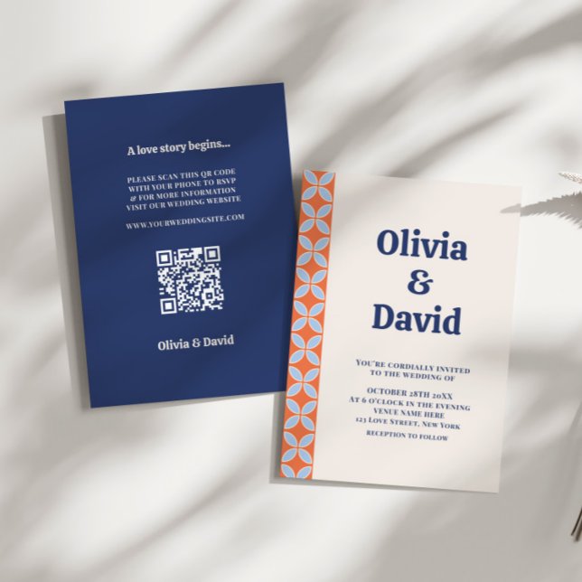 Convites Meio século Retro Wedding (Budget Retro Mid Century Modern Wedding Invitation)